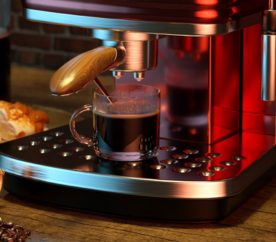 光影與蒸汽的交響 探索咖啡機(jī)照片級(jí)渲染的藝術(shù)與科技